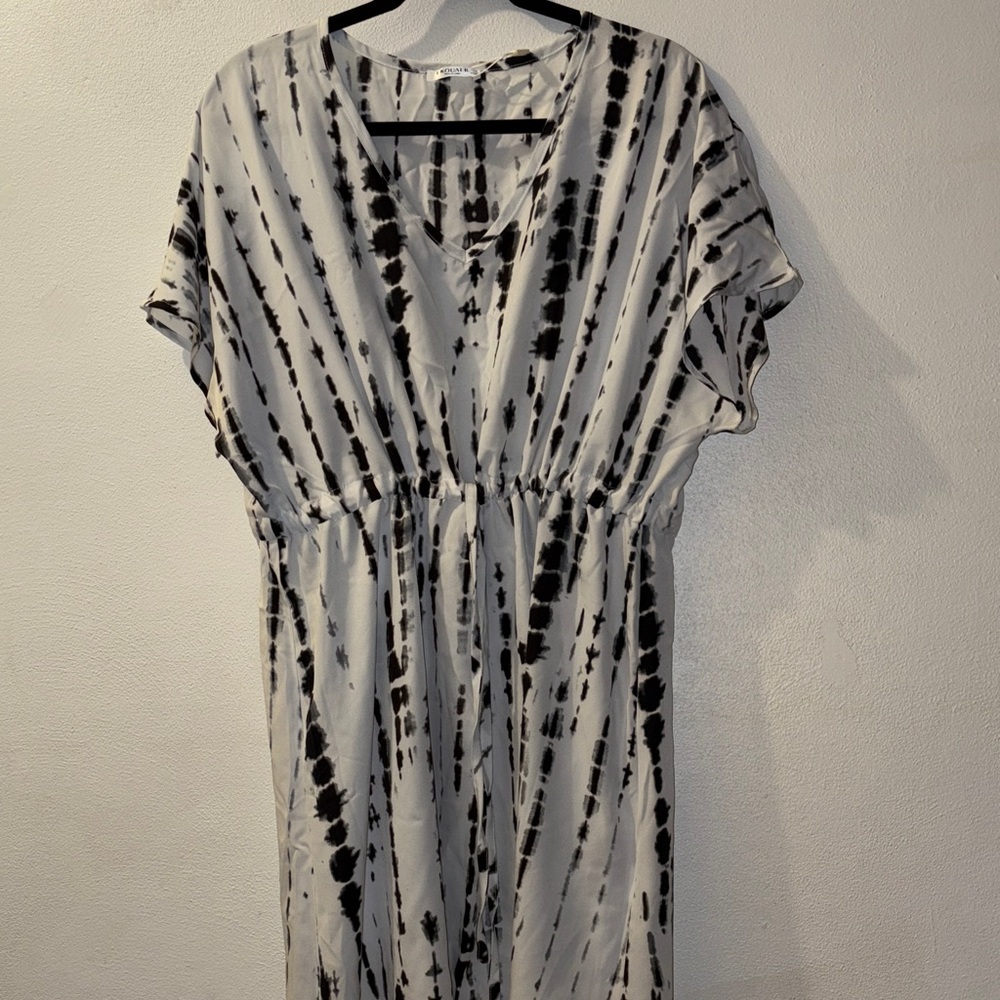 Ekouaer Women’s XXXL Stylish Black & White tie dyed Dress or Swimsuit Coverup